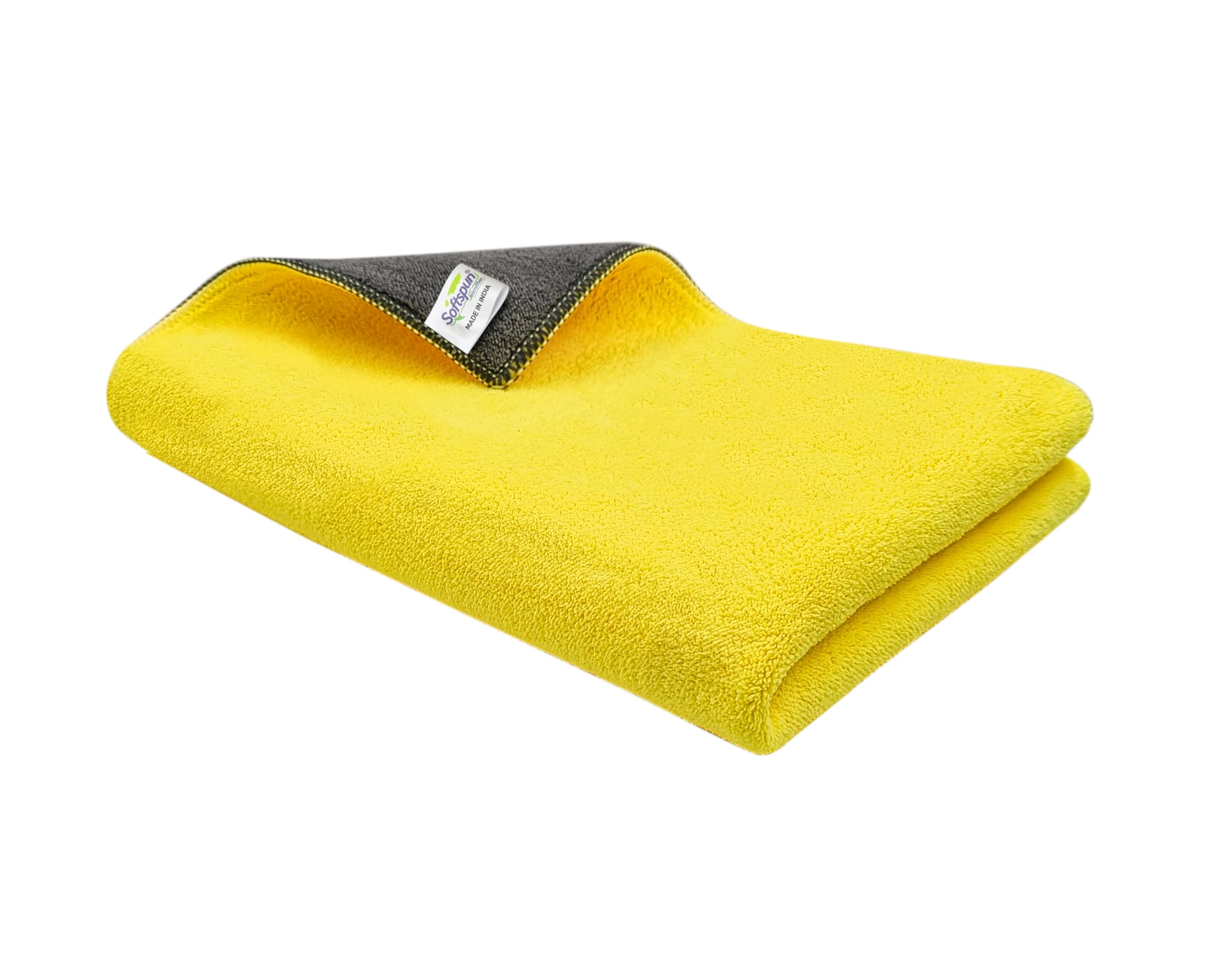 SOFTSPUN 900 GSM, Microfiber Cloth 40x60 Cms 1 Piece Yellow+Grey Towel Set, Extra Thick Microfiber Cleaning Cloths Perfect for Bike, Auto, Cars Both Interior and Exterior.-image-18