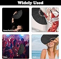 Vista 7 de Abanicos de mano, varillas de bambú para baile de línea, plegables, estilo chino, manualidades, plegables, encantadores, estilo retro, grandes