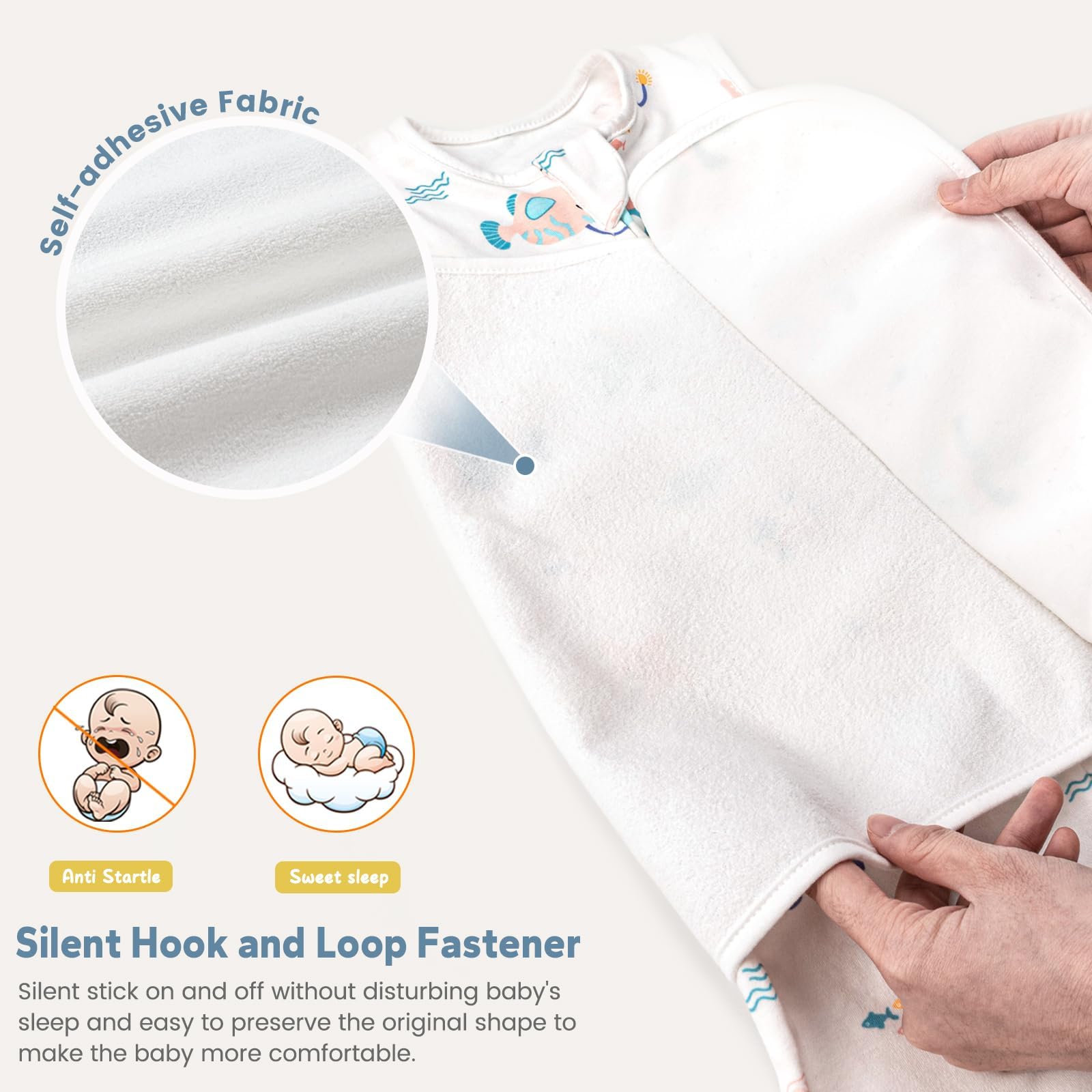 ZIGJOY Newborn Sleeping Bag Swaddle Wrap 1.0 TOG Baby Swaddle Sleeping Bag 100% Cotton Baby Wearable Blanket for New born Infant Boy Girl Grows 6-12 Months - Image 3