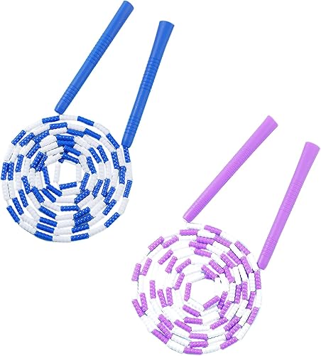 Miniatura 1 de Cuerda de saltar, 2 cuerdas azules y moradas de 3.28 pies con mango de plástico para saltar la cuerda