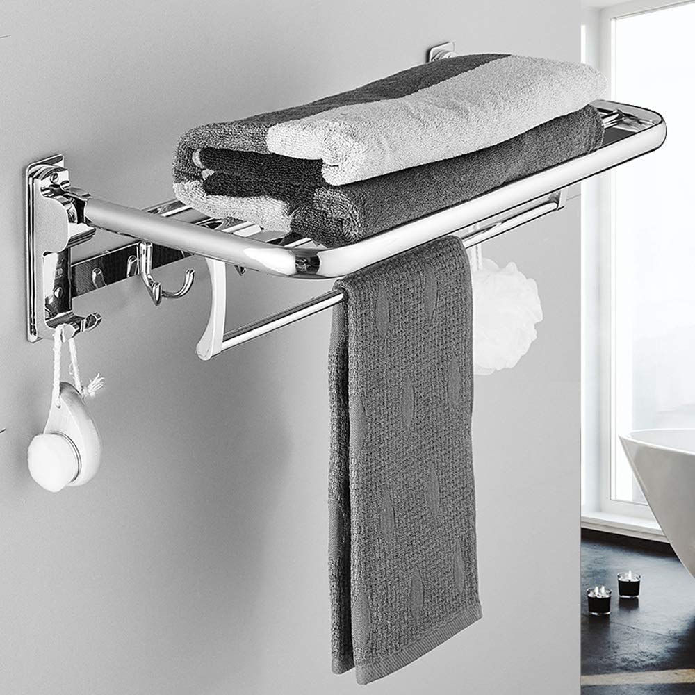 Amazon.com: Bathroomsjoy Stainless Steel Towel Rail Folding Bath Towel Rack  Toilet Bathroom Shelf Bathroom Hardware Accessories Widening and Thickening  Hotel Rail Shelf Folding Activity Type Towel Rail : Tools u0026 Home Improvement