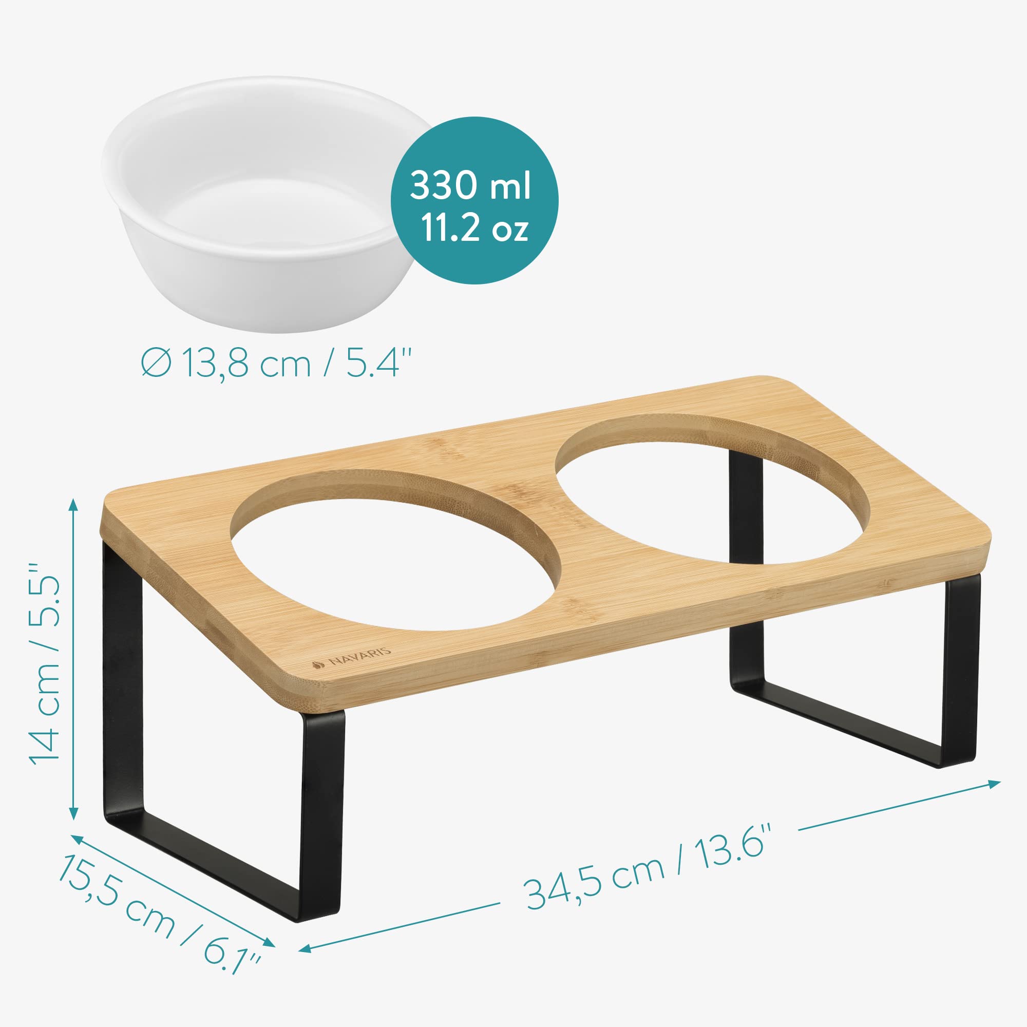 Comedero Elevado Doble Para Perros Y Gatos - Set De 2 Boles De Acero Inoxidable Con Soporte De Madera