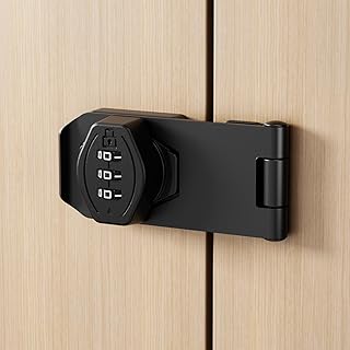 ETEKJOY Cabinet Lock Keyless 3-Digit Password Combination Code Hasp Latch Lock Twist Knob Wooden Drawer Cupboard (Black, 3 inch)