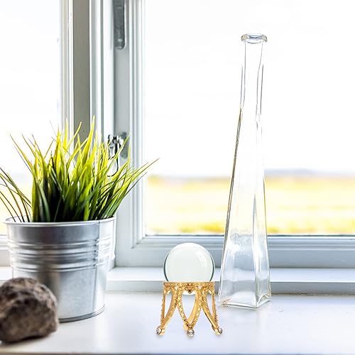 Miniatura 7 de BESPORTBLE Soporte de exhibición de bola de cristal transparente, 2 unidades, con forma de corona, diamantes de imitación, soporte para huevos de