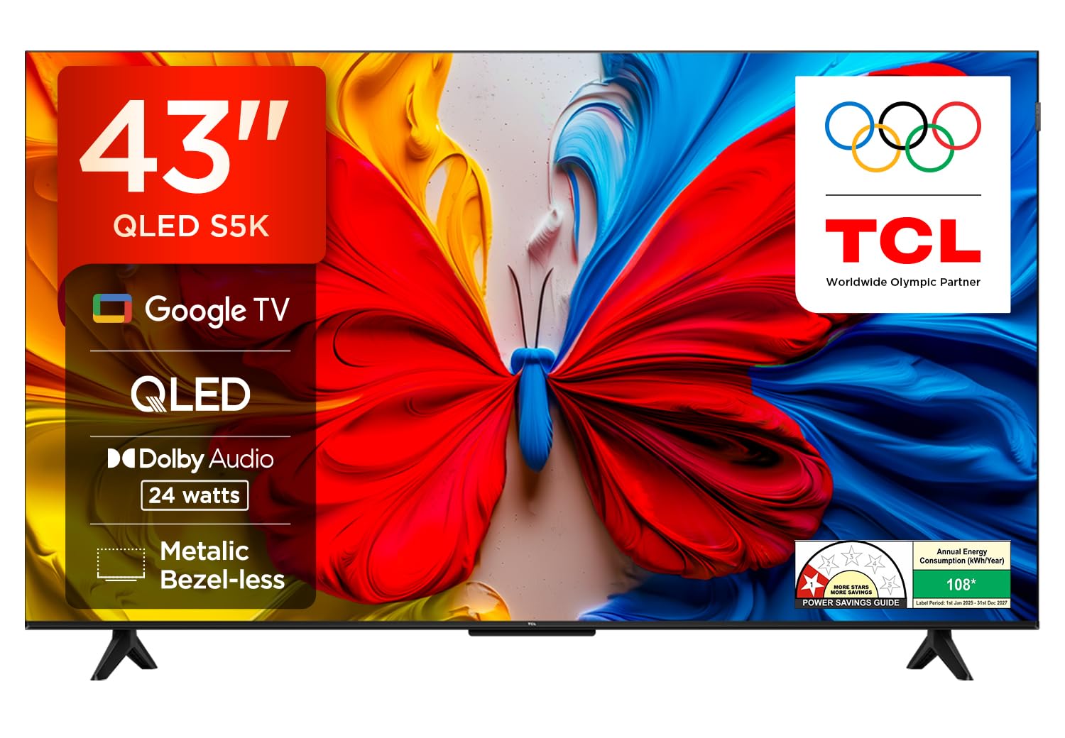 TCL 43 inch FHD QLED Smart Google TV (43S5K)