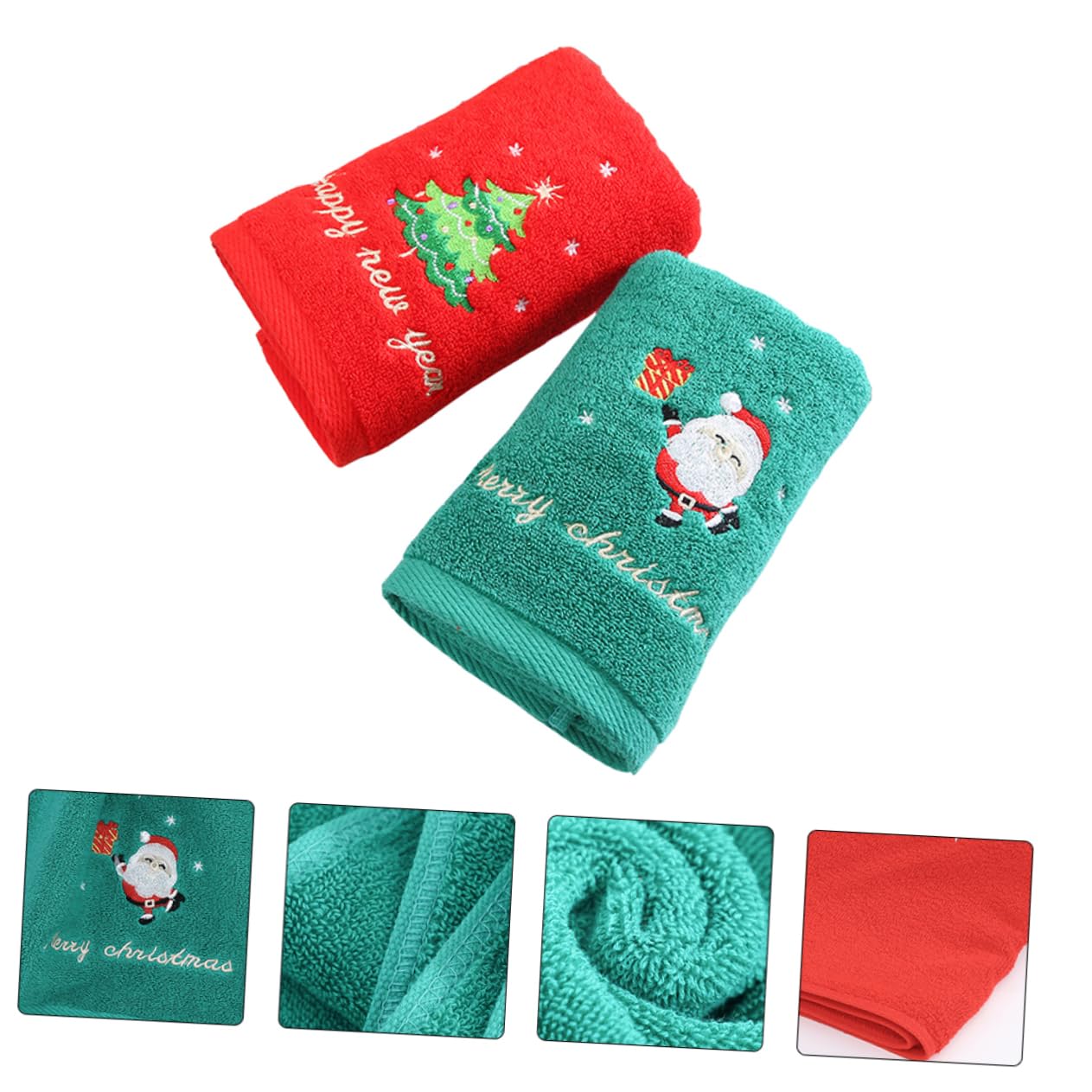 Cabilock 2 Juegos Toalla De Algodón Bordada Paños Toallas De Baño Toallero Rojo Toallas Navideñas Toallas De Mano Toallas De Algodon Toalla De Baño Navideña Algodón 2 Piezas * 2