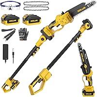 ZEGJAW 2-in-1 Cordless Pole Saw & 8" Mini Chainsaw with 2x 3.0Ah Batteries, Adjustable Telescopic Pole for Safe Tree Trimming