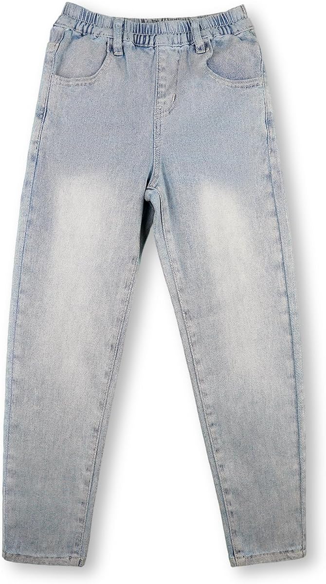 Vaqueros de pierna recta para niños, pantalones vaqueros ajustados con cintura elástica, pantalones vaqueros elásticos, tallas para niños 8/9/10/11/12Y