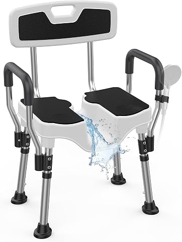Shower Chair with U‑Shape Seat, Armrests and Backrest