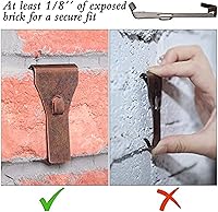 Vista 24 de Ripeng 16 Pieces Brick Wall Clips and Hooks for Hanging Outdoors No Drill, Brick Hangers Fit 2-1/4 to 2-3/8 Inch Hooks to Hang Wall Decor, Pictures