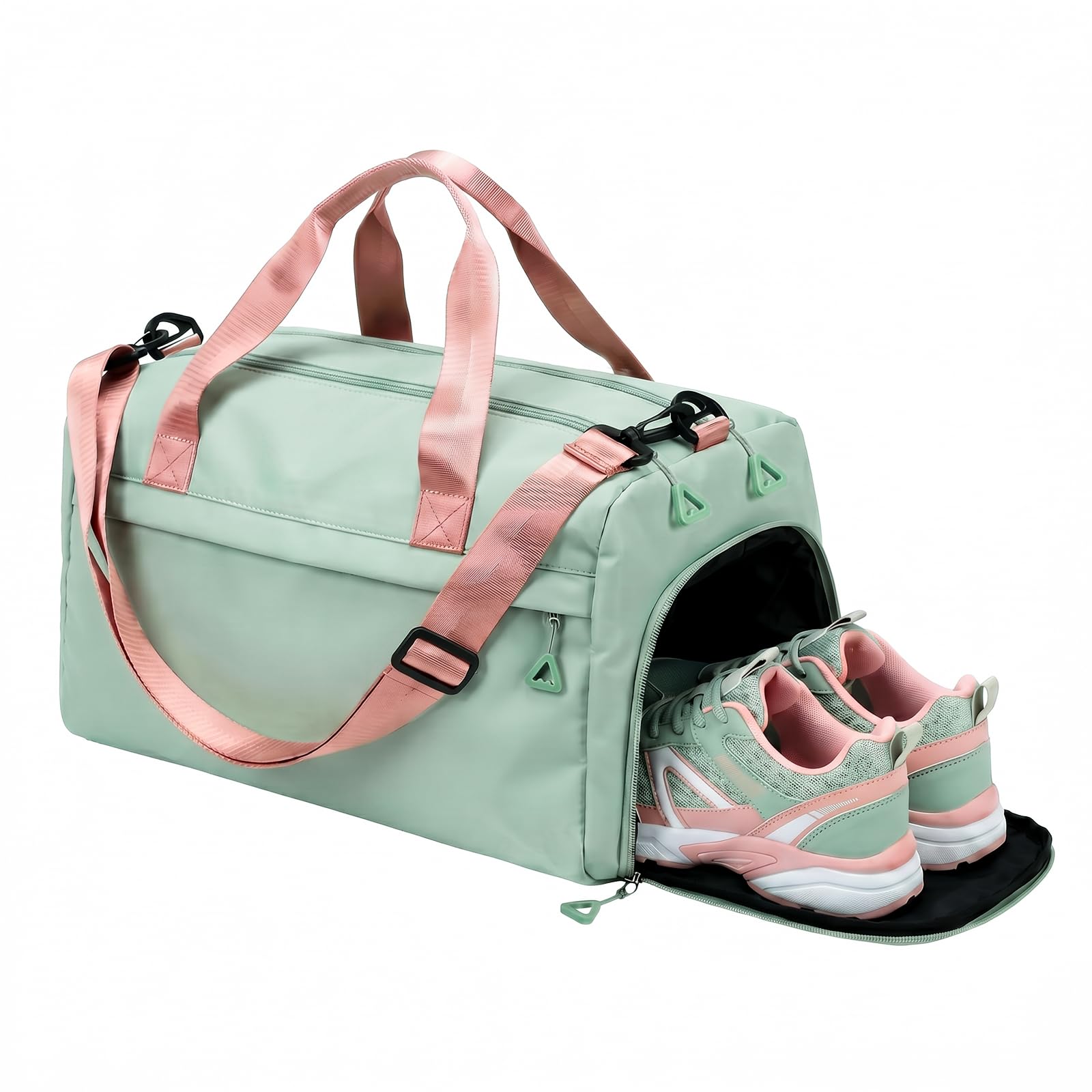 TamBee Lightweight Gym Bag for Women Men, Water Repellent Sports Gym Duffel Bag with Wet Pocket & Shoe Compartment, Travel Holdall Bags with Trolley Sleeve for Weekend Overnight Yoga Bags (Green)
