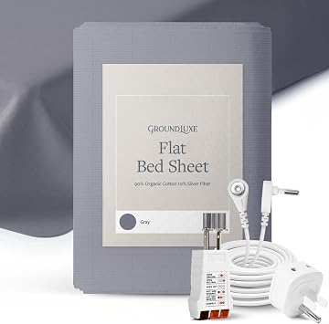 Luxury Flat Grounding Sheet in Gray for California King Size Bed Organic Conductive Earthing Sheet
