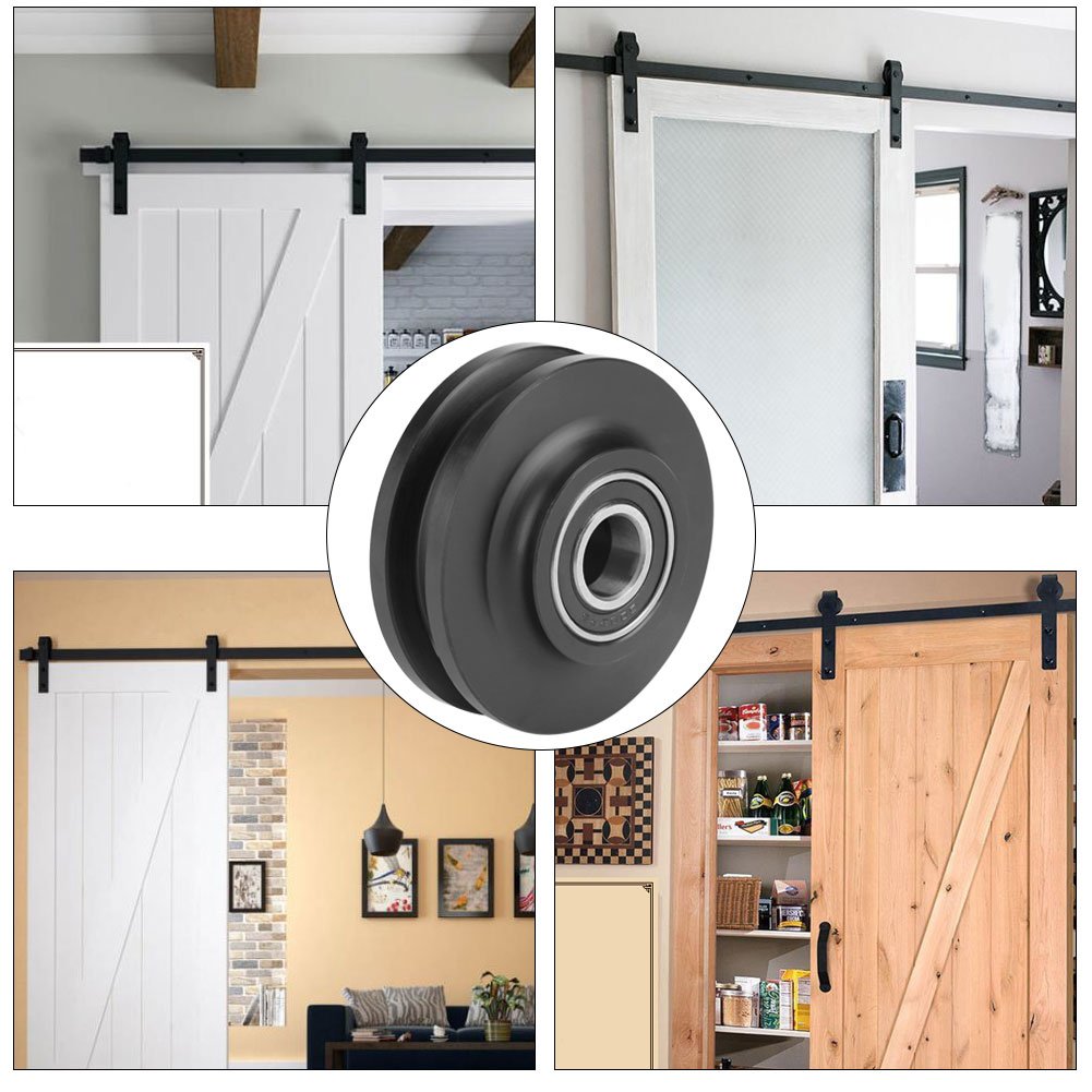 Barn Door Pulley Door Wheels, Hardware Sliding Door 2 Pcs Sliding Barn Door Wheels Sturdy Door Rollers for Cabinet Window Pulley Domestic Installation Use