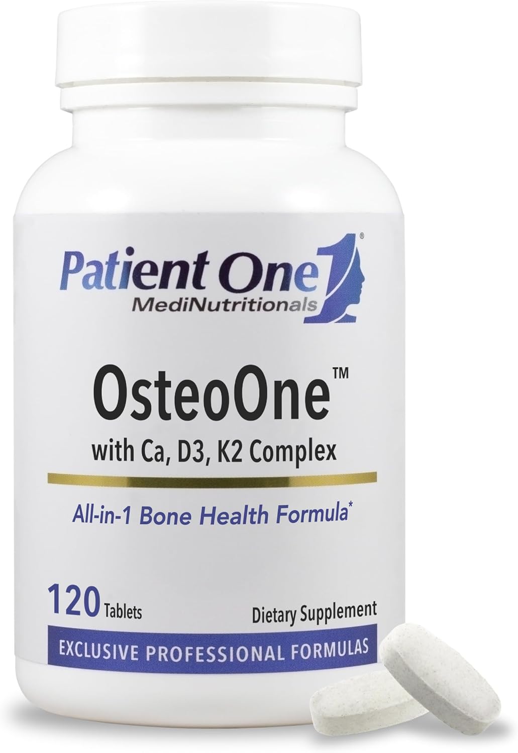 Patient One OsteoOne | Supplement to Support Bone Health and Calcium Absorption* | with Calcium, Vitamins D3 and K2 and More | 120 Tablets