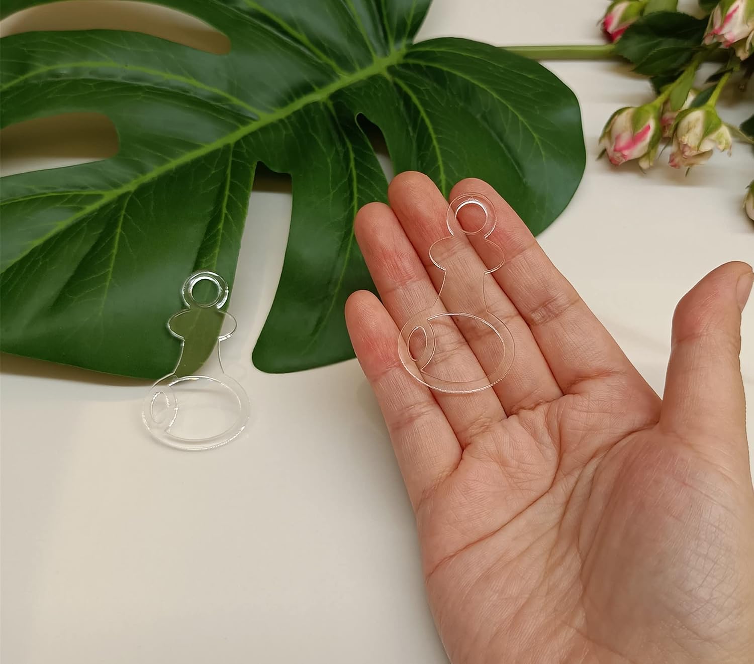 Set of 30 Tall Durable Acrylic Floss/Thread Drops with Ring,Thread Organization,Plexigalss Floss Tags,Floss Holder (Clear)