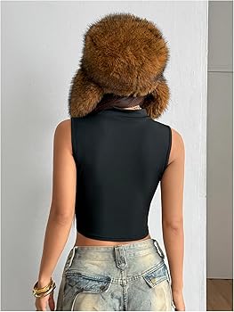 Verdusa Women's Half Zip Mock Neck Crop Tank Tops Ribbed