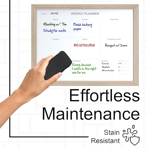 Miniatura 4 de Compadible - Pizarra blanca con calendario de borrado en seco, agenda semanal de borrado en seco para pared, calendario de pizarra blanca con