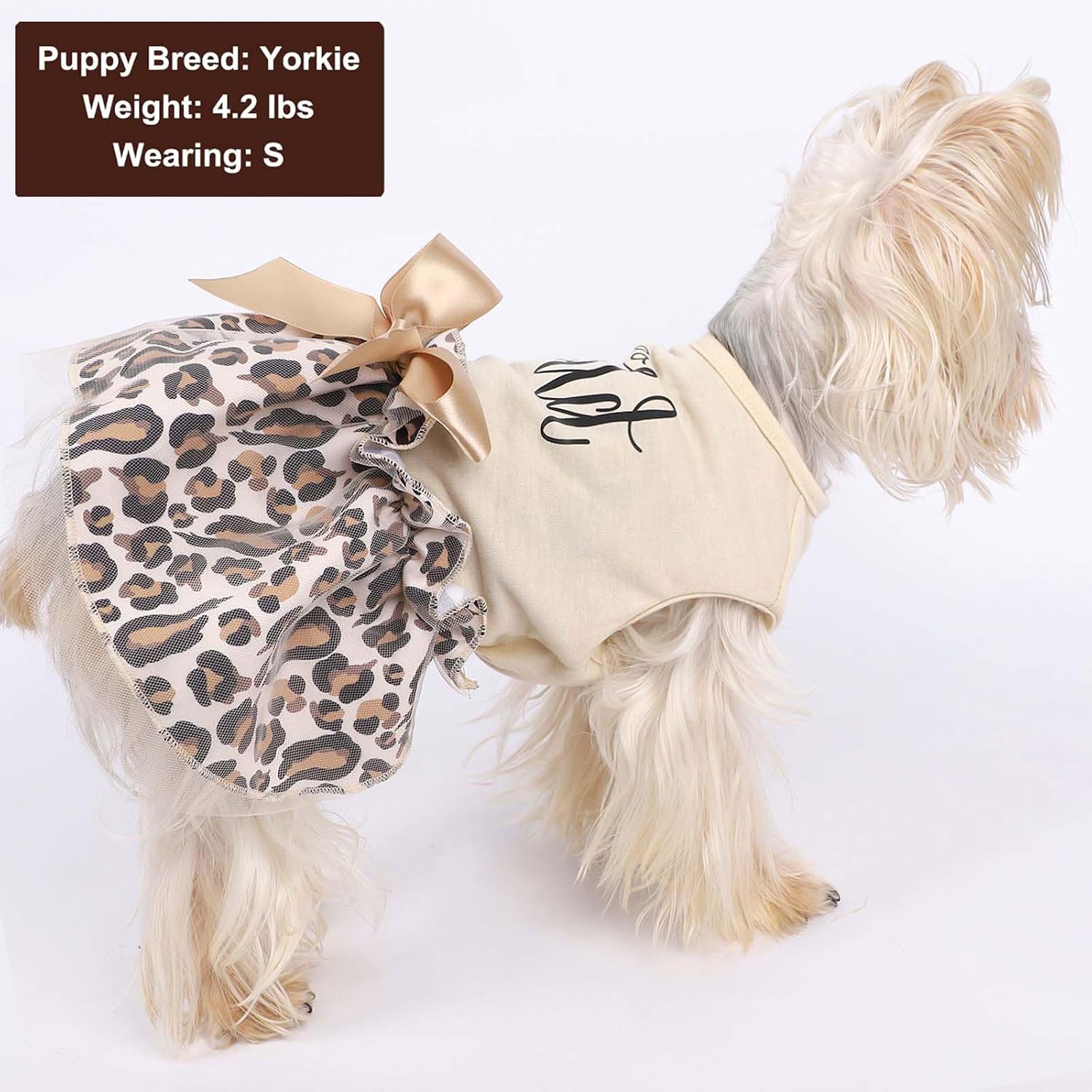 Dog Dresses for Small Dogs Girl - Gradient Sequin Mesh Summer Tutu Dress Dog Clothes - Cat Apparel - Pet Puppy Clothing Doggie Outfits by Kosiyi (Leopard, X-Large (Chest 19in))