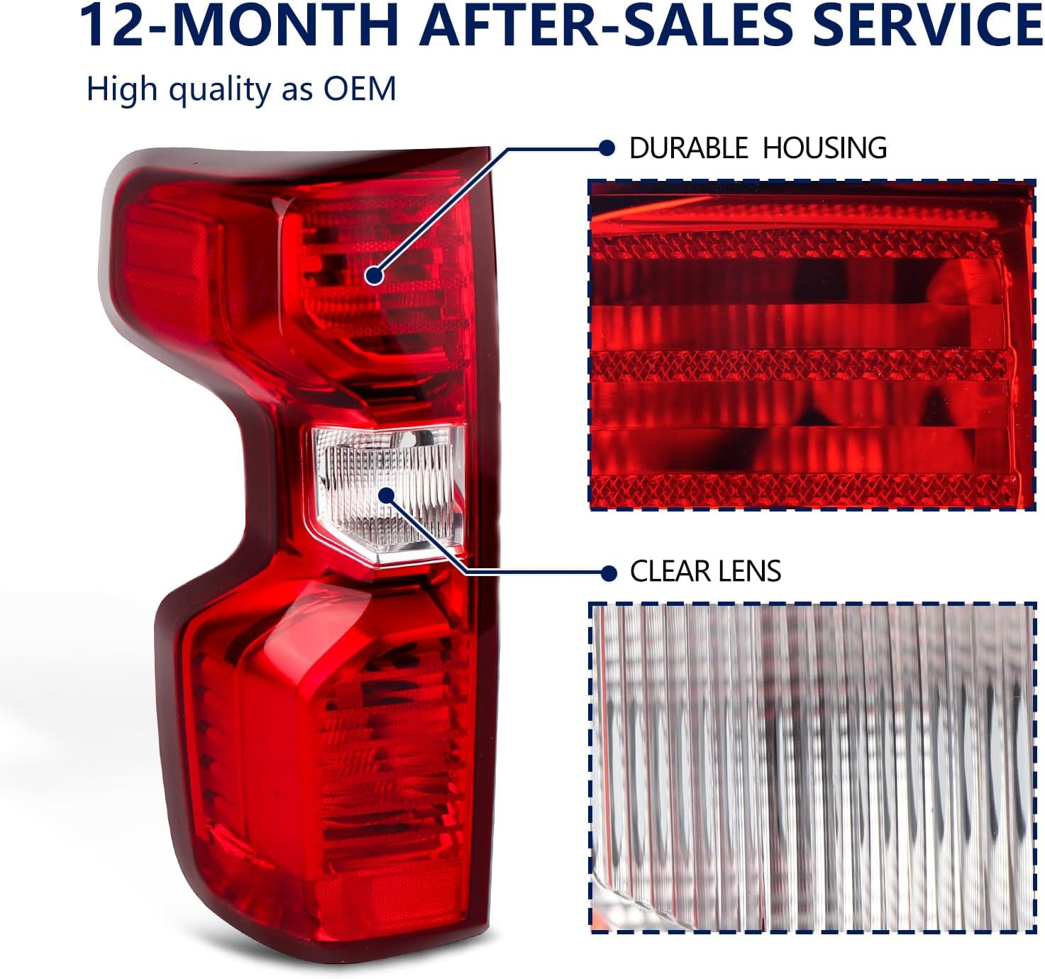 Halogen Tail Light Assembly Compatible with 2019-2026 Chevy Silverado 1500 WT/Custom/Custom Trail BOSS/LT/RST 2020-2023 Silverado 2500HD/3500HD WT/LT w/Bulbs Left Driver Side