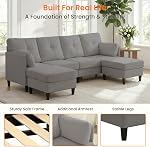 87" Velours U-Shaped 6-Seat Canapé avec double chaise, Gris clair