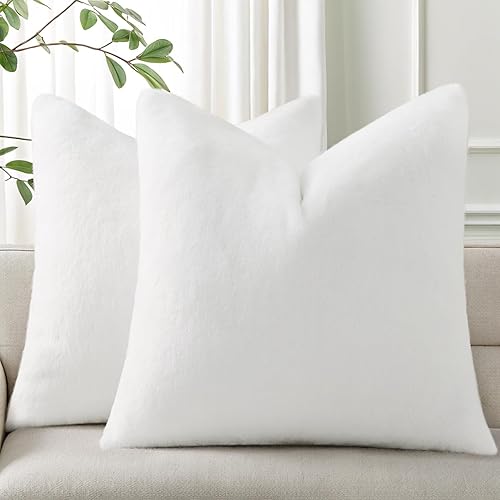 Pallene Juego de 2 fundas de almohada de felpa de piel sintética de 18 x 18 pulgadas, lujosas, suaves, esponjosas y acogedoras fundas decorativas