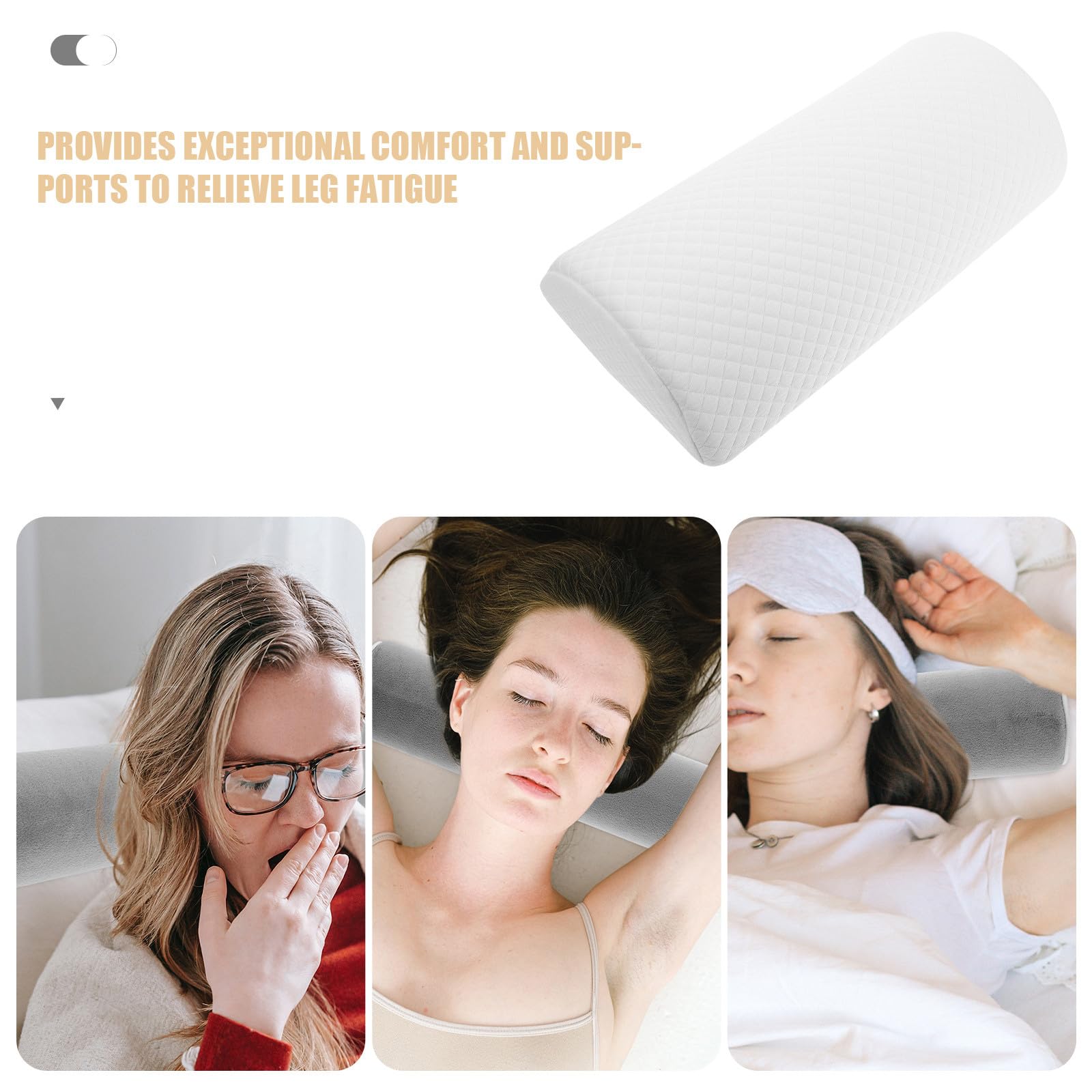 FRCOLOR Almohada para Piernas de Espuma Viscoelástica de Color Claro Forma Semi Enrollable, Soporte Cómodo y Versátil para Rodillas, Adecuado para Uso en Casa y Oficina