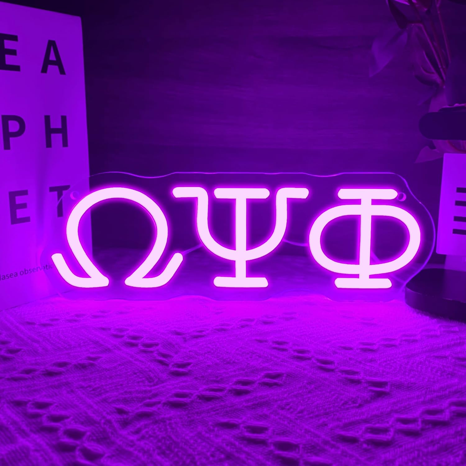 Psi Phi Fraternity Neon Signs for Wall Decor,Dimmable Led Greek Lettering Psi Phi Decor,USB Powered Fraternity Gifts for Man Cave Kids Room Bedroom Bar Birthday Gifts(11.8 * 4in)
