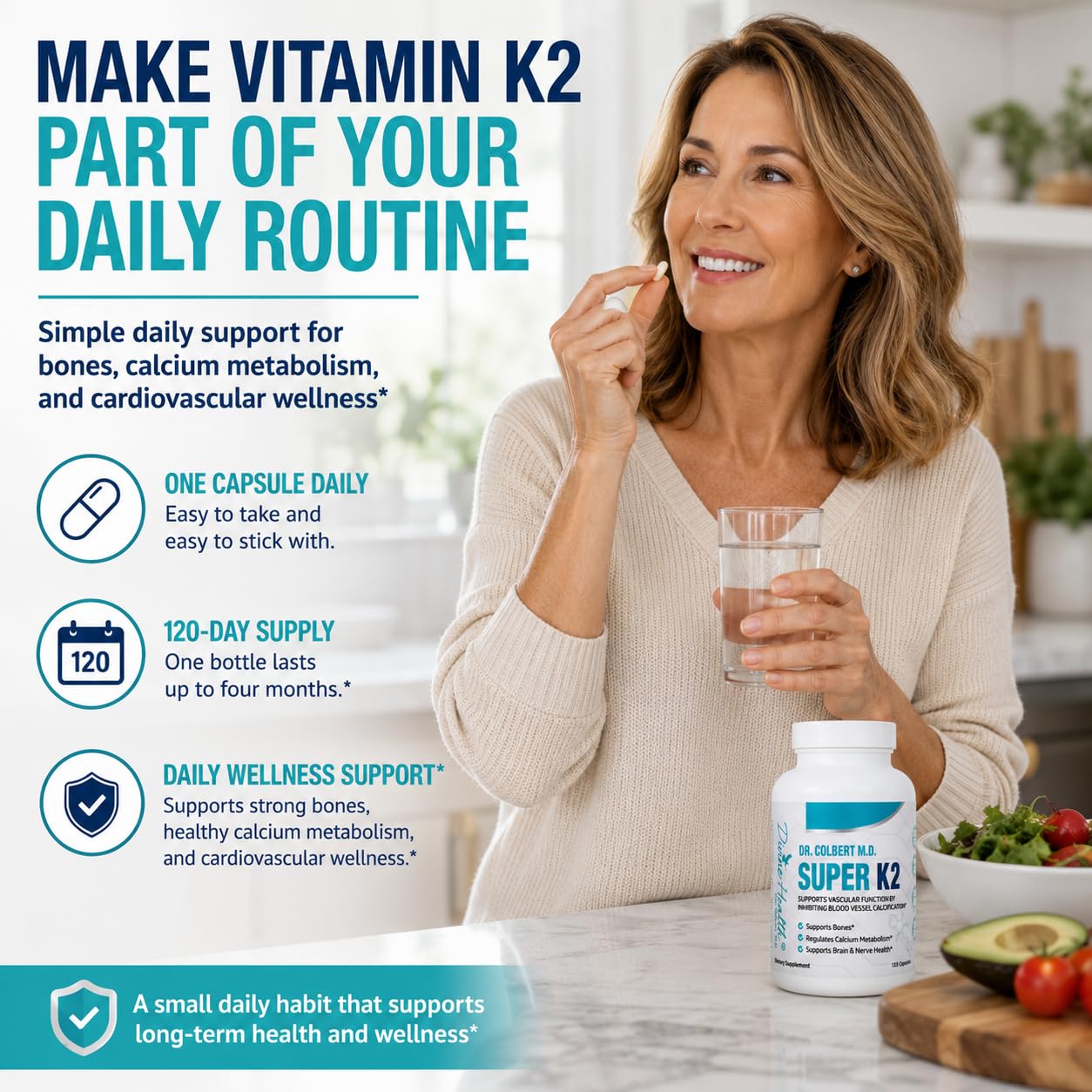 Amazon.com: Dr. Colbert, MD Super K2 | Divine Health | MK-7