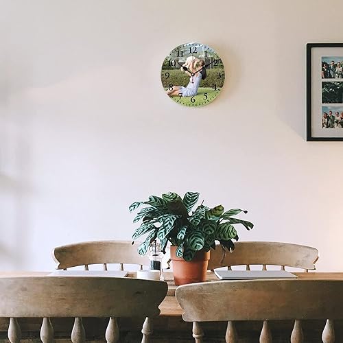 Miniatura 5 de Reloj de pared personalizado con imagen, reloj de madera Rusitc personalizado de 15.7 pulgadas, decoración del hogar, reloj redondo silencioso