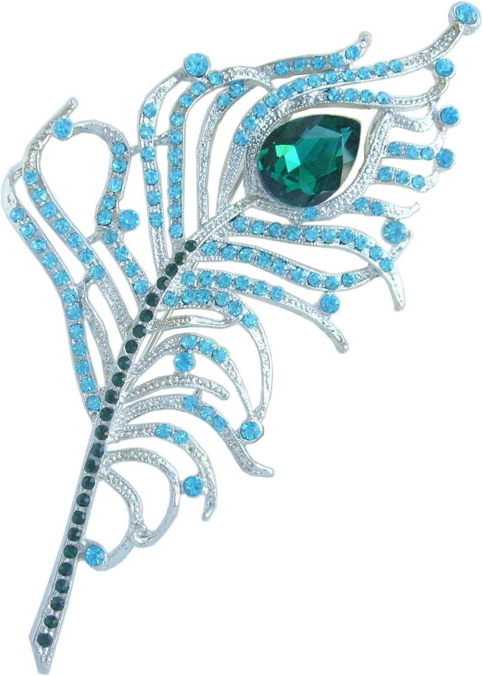 Rhinestone Crystal Peacock Feather Brooch Pin Pendant BZ5860
