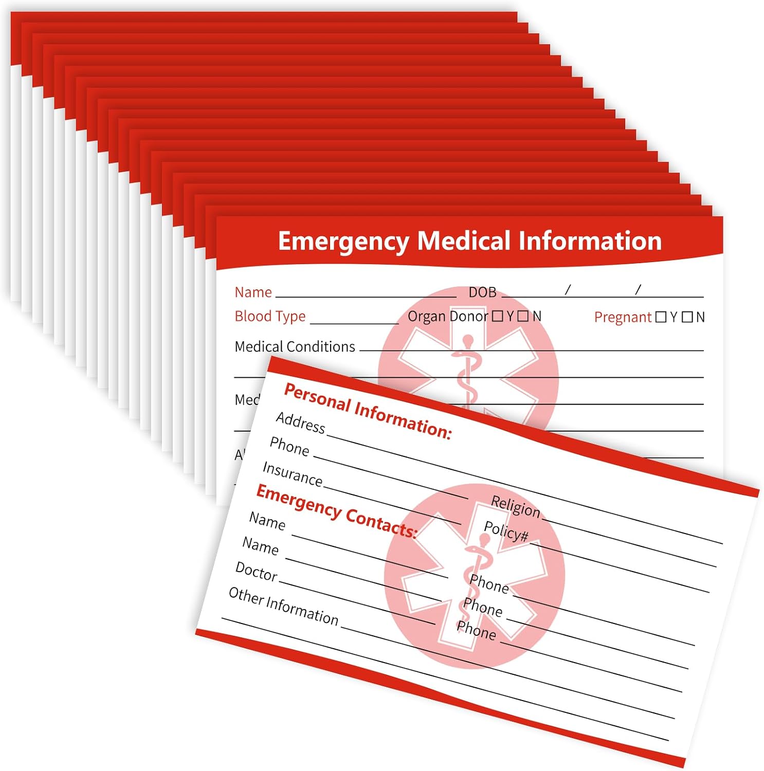MEDMAX Emergency Medical Information ID Card 10 Pcs
