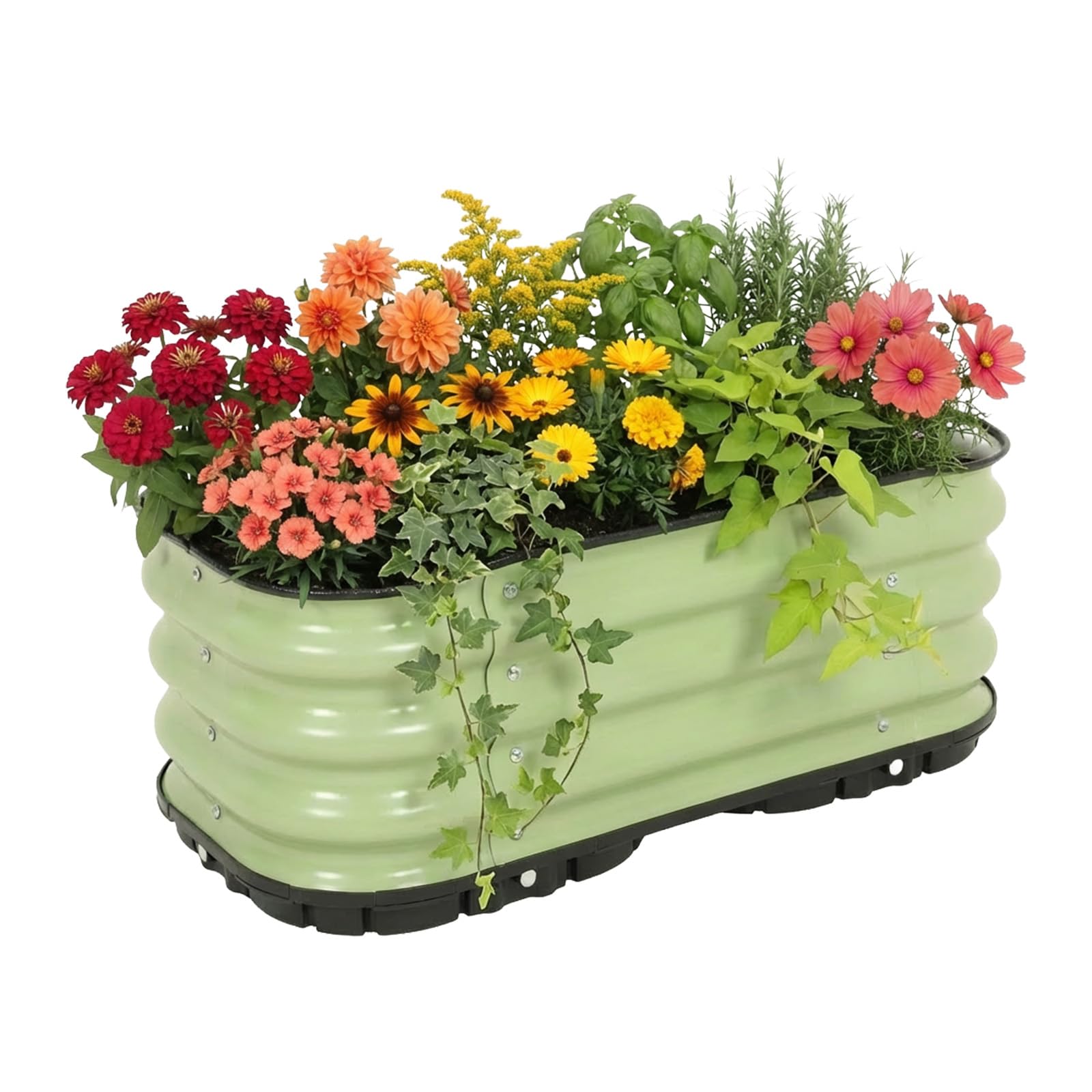 COWVIE Galvanized Raised Garden Bed Kit with Self Watering System, Metal Outdoor Planter Garden Boxes with Drainage Plugs for Vegetables, Herbs, Flowers