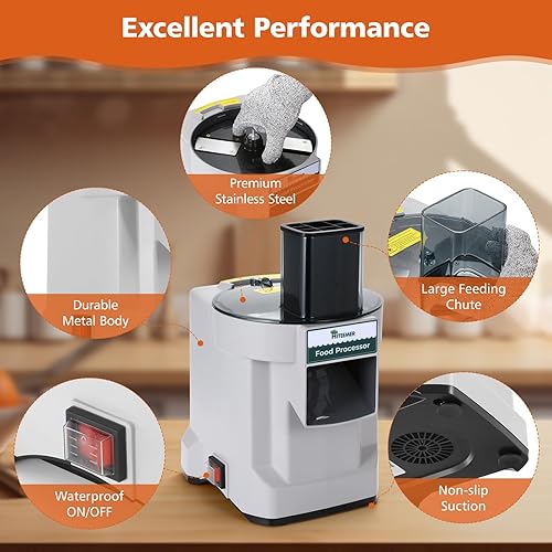 Miniatura 3 de Picador eléctrico de verduras 5 en 1, cortador de verduras comercial, procesador de alimentos, cortador de alimentos vegetarianos, acero inoxidable,