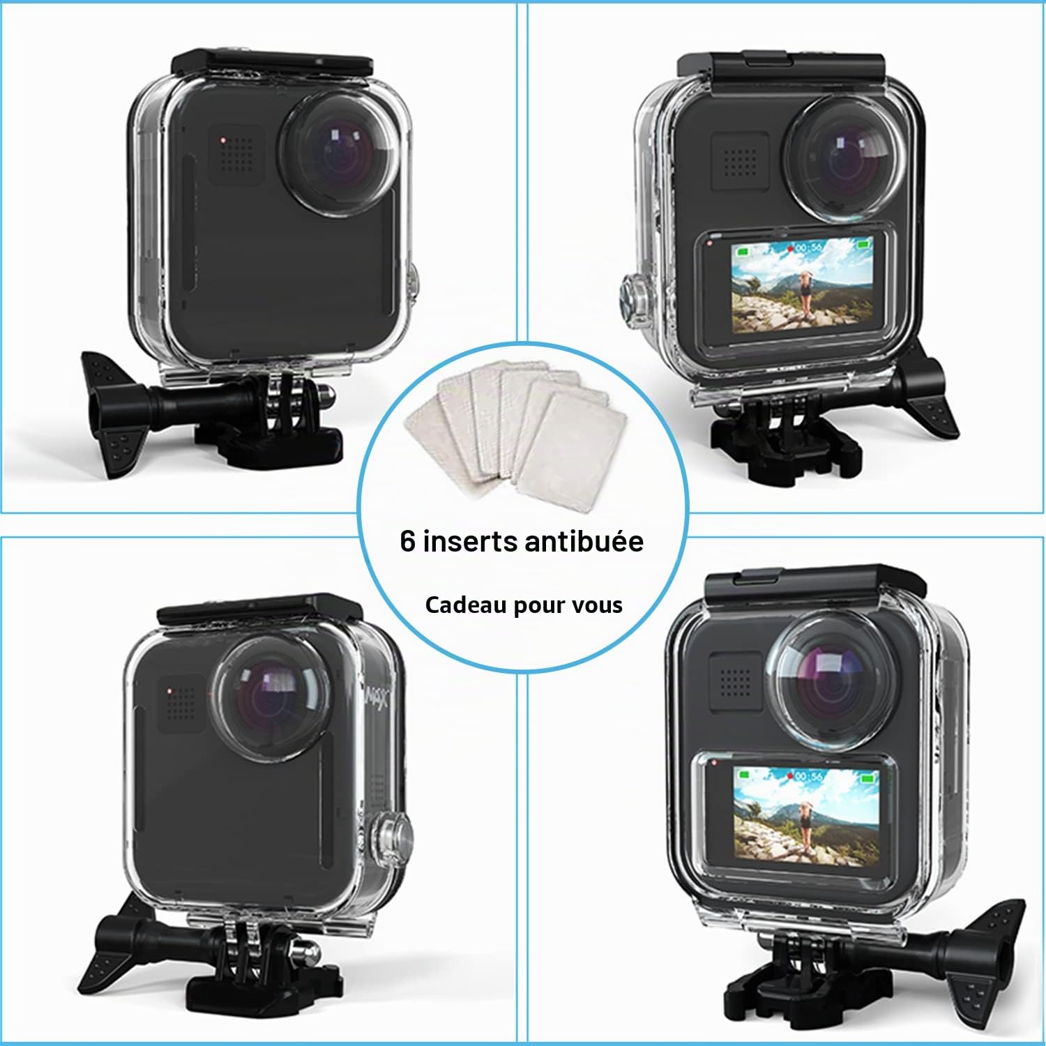 FitStill Étui étanche pour caméra d'action Gopro Max, Coque de Protection de plongée sous-Marine 45 m avec Support Tactile Accessoires