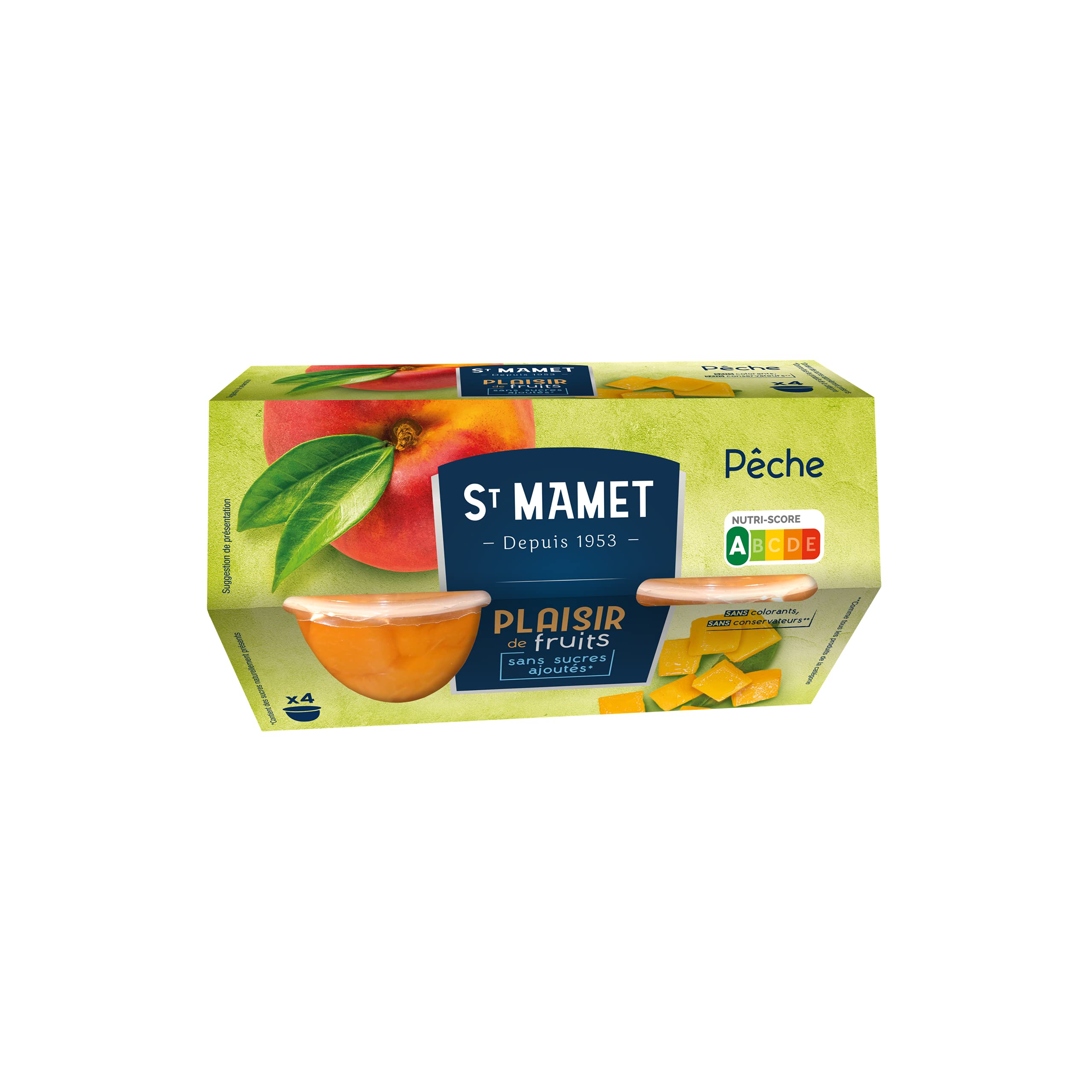 ST MAMET Depuis 1953 Côtes de fruits pêches - 4x113g pour le goûter des enfants à l'école