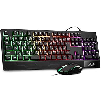 Amazon | Rii ゲーミング キーボード マウス セット USB有線 RGB