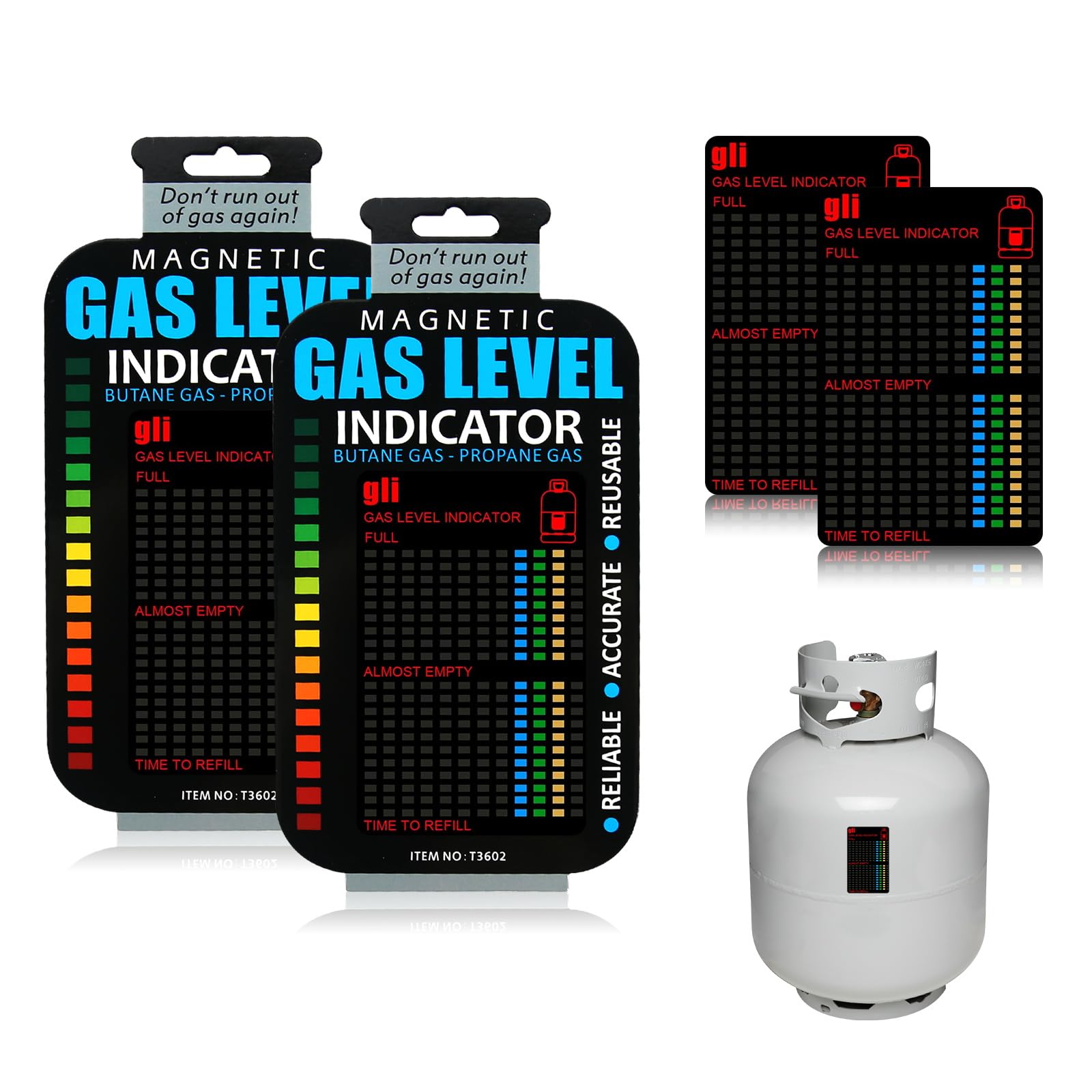 Magnetyczny wskaźnik poziomu butli z gazem, wielokrotnego użytku, do butelek gazowych, magnetyczne narzędzie do butli z gazem, do propanu, butanu, LPG, do przyczepy kempingowej, na kemping, do domu