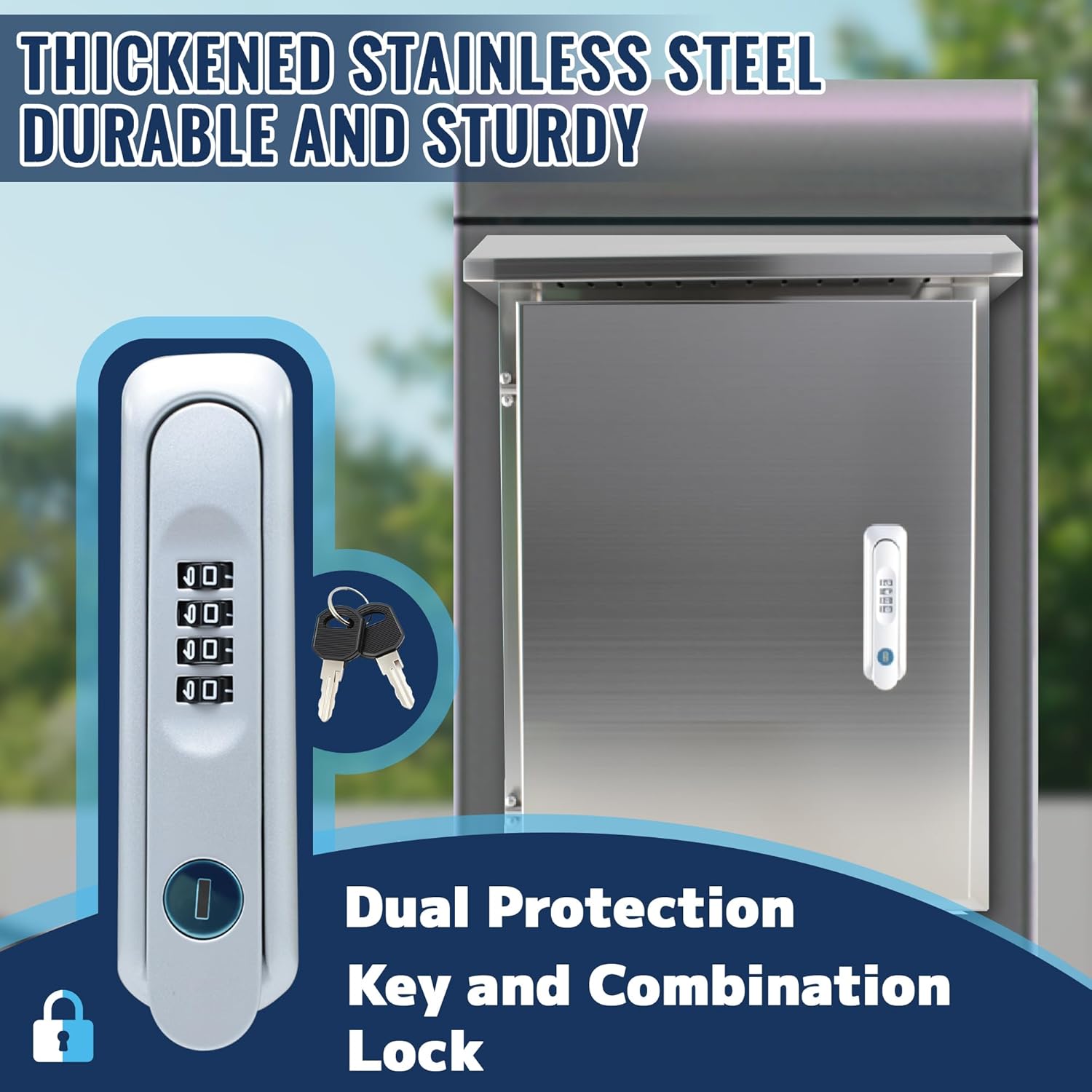 EV Charger Cover for Tesla Wall Charger, Outdoor EV Charger Enclosure, Stainless Steel Electric Vehicle Charger Box with Mechanical Combination Lock, Waterproof and Dustproof, 23.6 x 16.9 x 8.3''