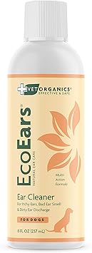 EcoEars Dog Ear Cleaner Natural Multi-Action Formula for Ear Infection, Bad Discharge & Odor Removes Foreign Matter & Cleans Difficult Ears - 8fl oz.