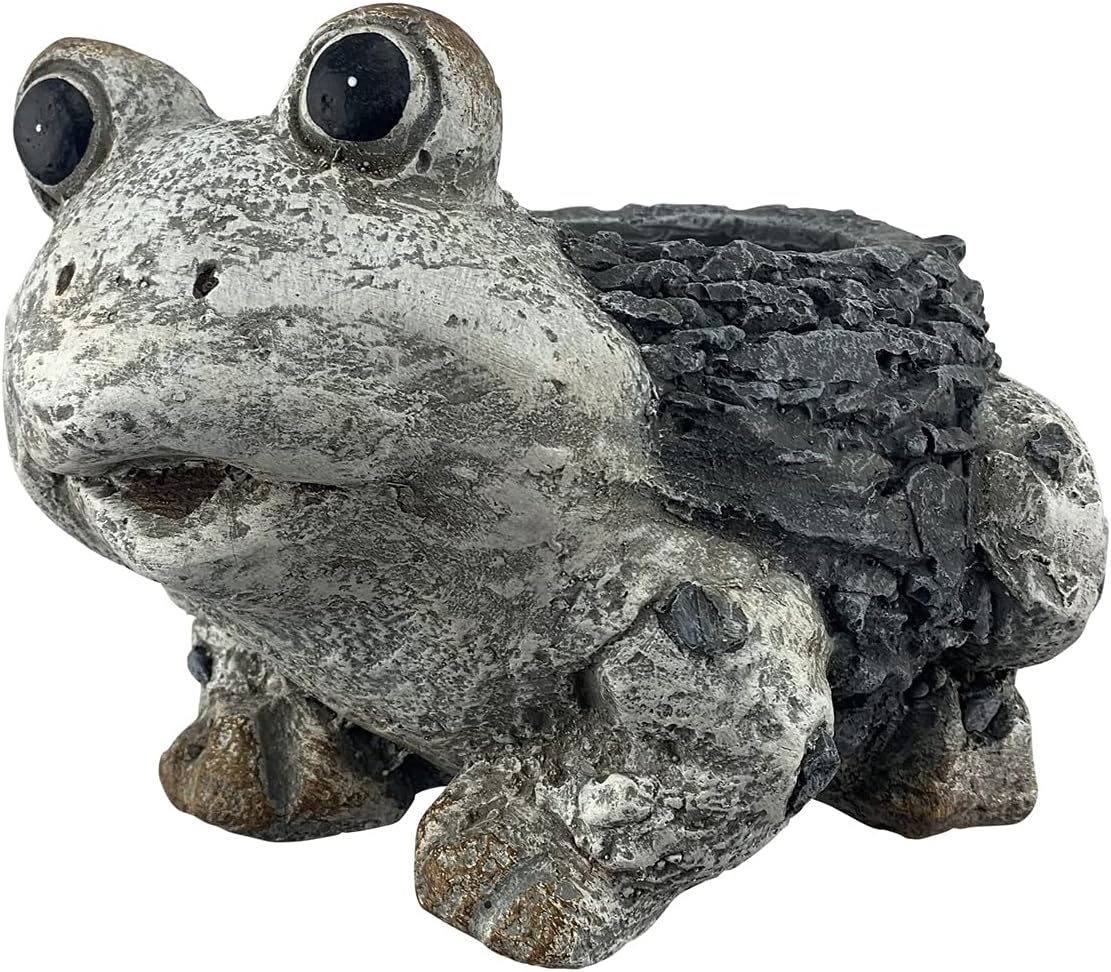 Red Carpet Studios Indoor/Outdoor 3-D Composite Stone Look Animal Planter, Mini, Frog Stone Frog