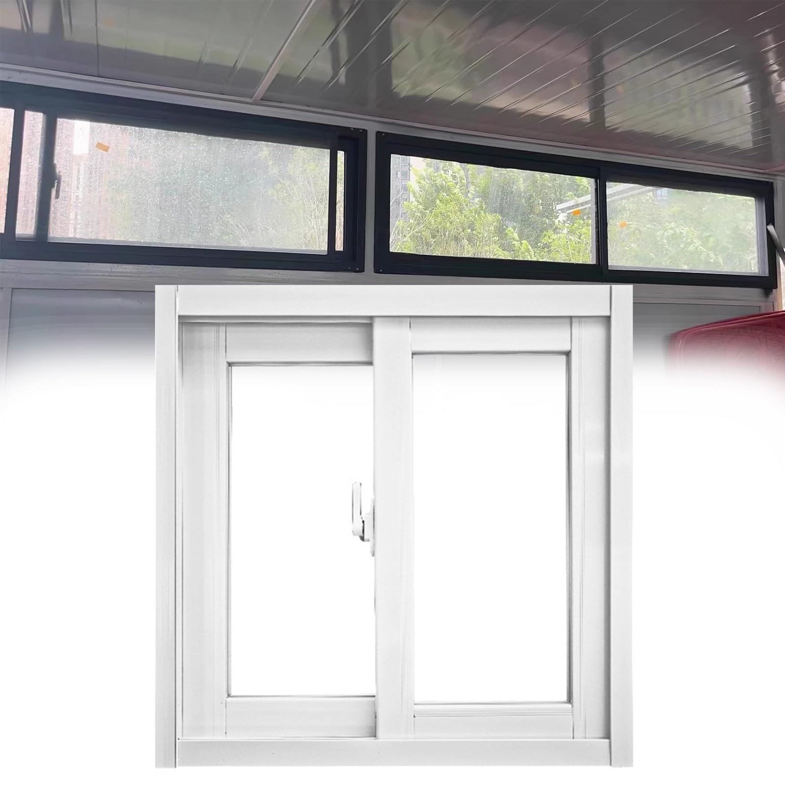 Ventana de repuesto deslizante horizontal con vidrio templado para sótanos oscuros y garajes