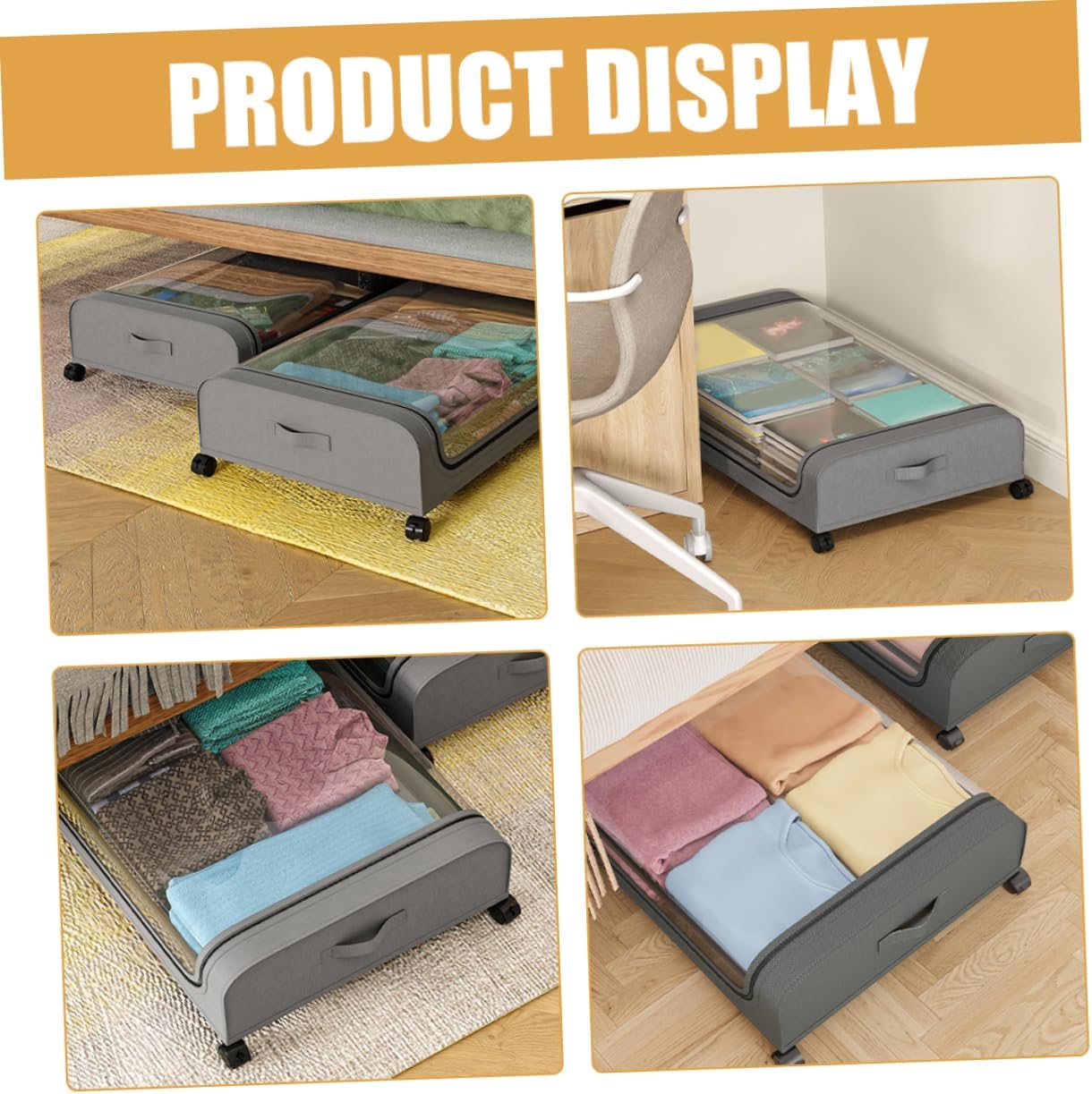 under Bed Storage Box with Wheels Multipurpose Storage Container for Clothes Toys and Bedding Grey with Transparent Lid Space-saving Organizer for Bedroom and Closet