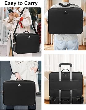 Relavel Extra Large Makeup Case Travel Makeup Bag Professional Leather Artist Bag Portable Cosmetic Brush Holder Organizer Nail Organizer Box with Adjustable Dividers