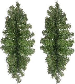 Admired By Nature 23" Faux Christmas Swag 52 Tips Canadian Mixed Pine Decorative Arrangement - For Home Holiday Winter Decor, Indoor Outdoor Decorations, Events, Parties, Weddings, Funerals - Set of 2
