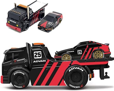 HTLNUZD 2024 New 1/64 Ae86 Alloy Diecast Model for 1983 ToyotaJDM Flatbed Trailer Muscle Machines Adult Vehicle Collection Gift