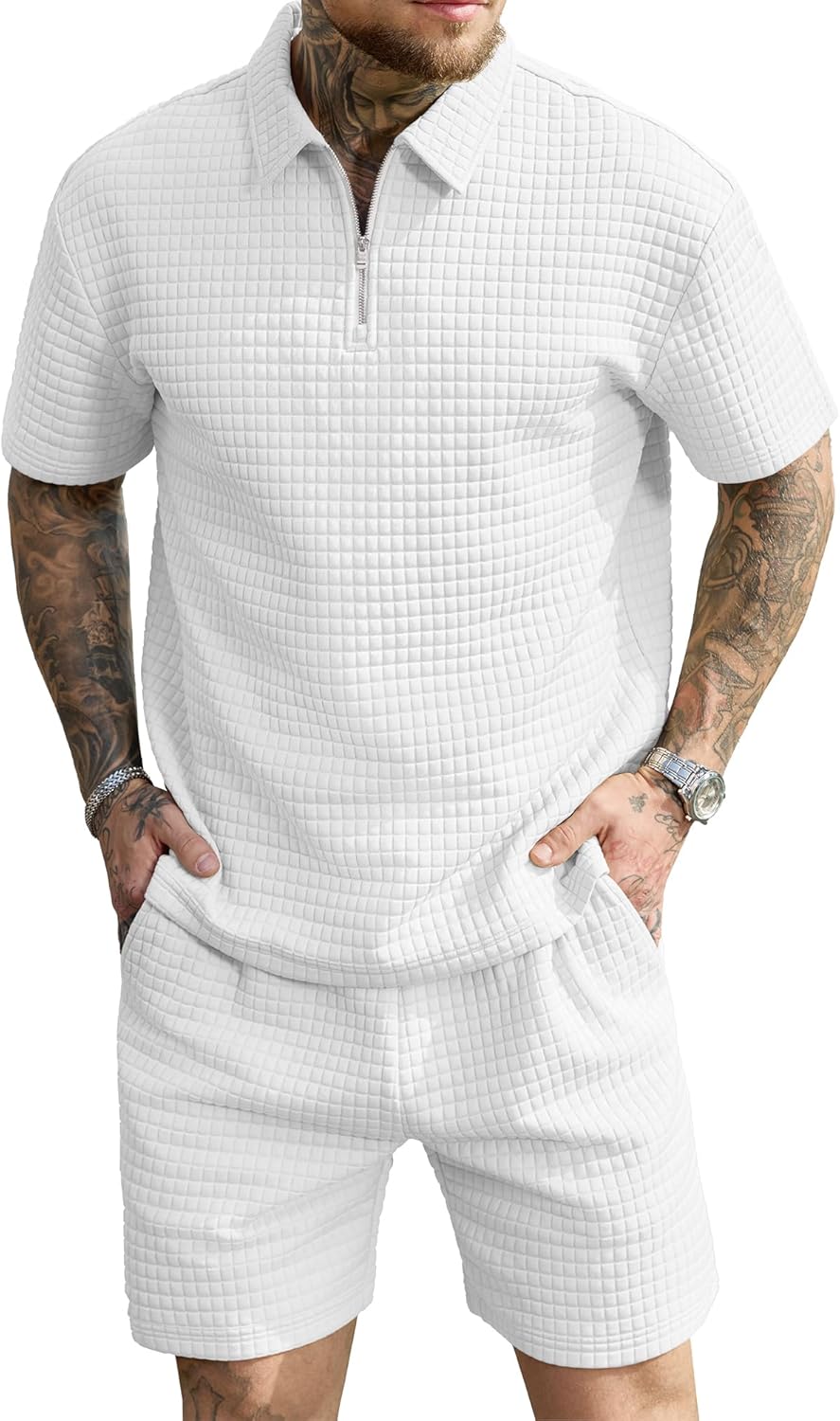 JEMLDL Men's Short Sets 2 Piece Polo Shirt Summer Outfits Casual Fashion Tracksuits Short Sleeve Travel Clothes