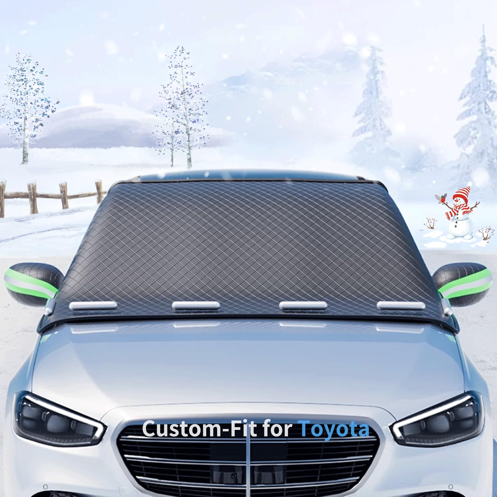 Custom fit for Toyota Windshield Snow Covers, 8 Layers WAaterproof Windproof Protection, Frost Defense, Ice, Sun, Snow, UV, Designed for Toyota Accessories. (for Toyota Highlander)