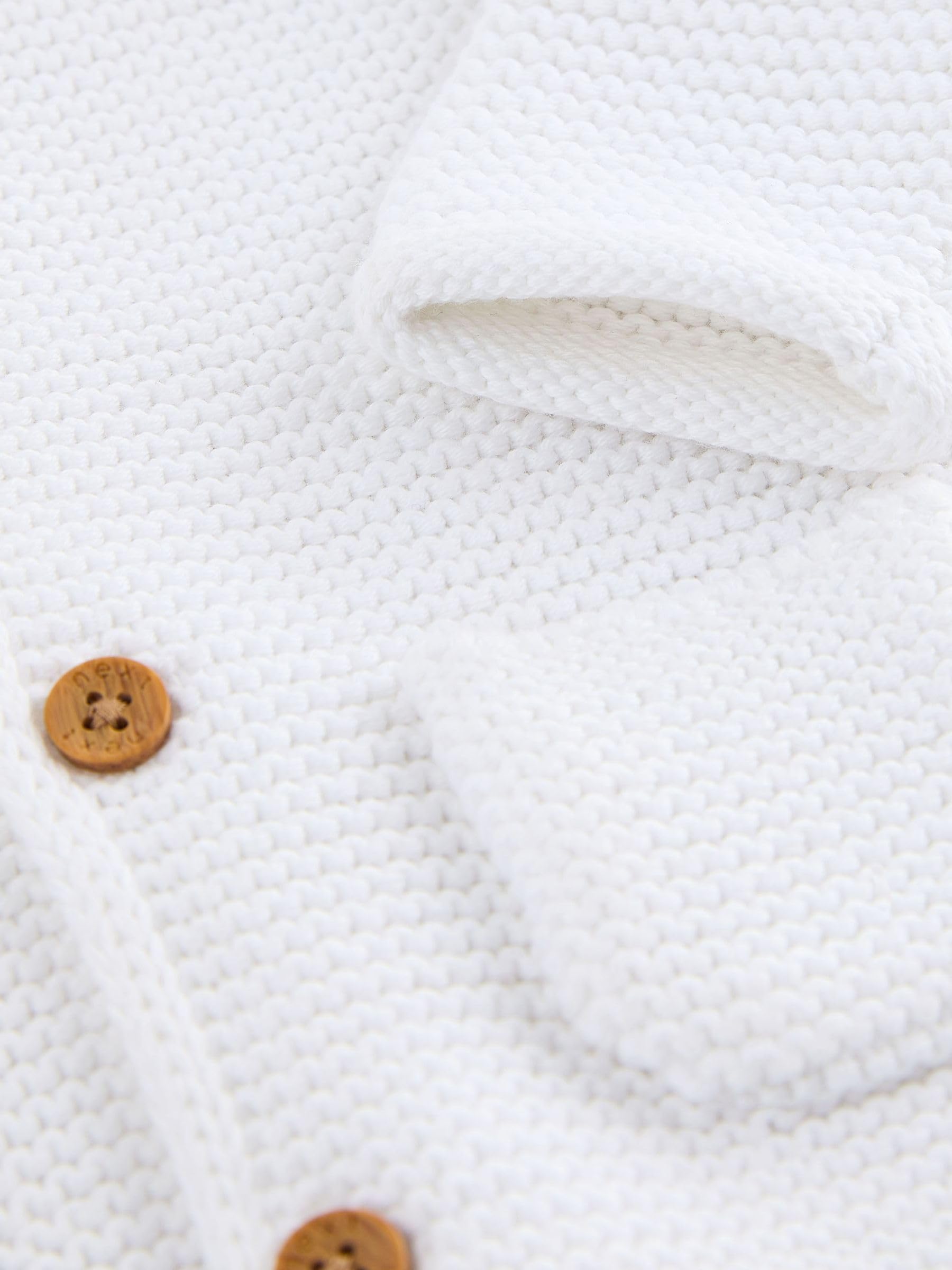 NEXT Unisex Bambino Cardigan in Maglia con Cappuccio per Neonati Bianco 6 Mesi-9 Mesi