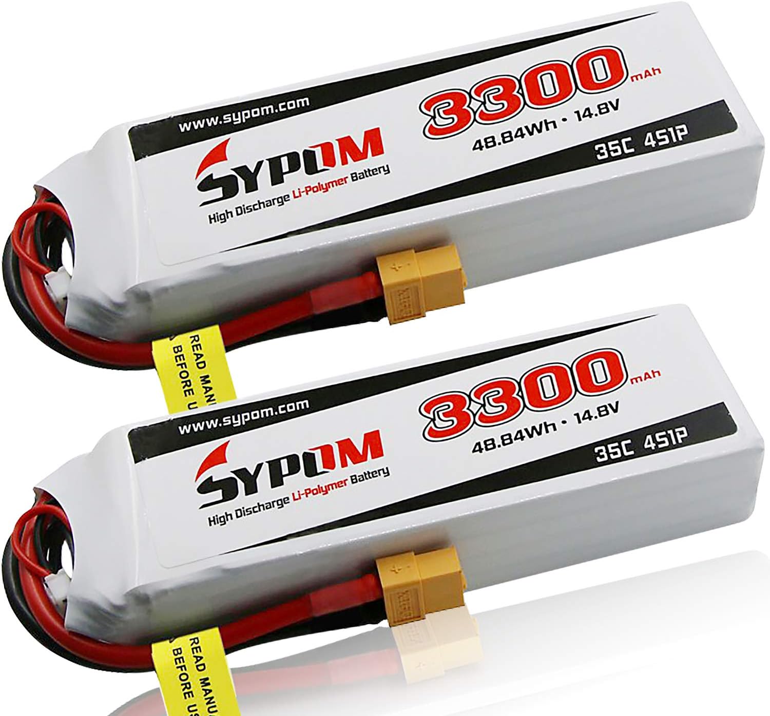 SYPOM 3300mAh 14.8V 35C 4S LiPo Battery Pack with XT60 Plug for RC Evader BX Car/RC Truck/RC Truggy/RC Airplane/UAV Drone/FPV(2pcs)