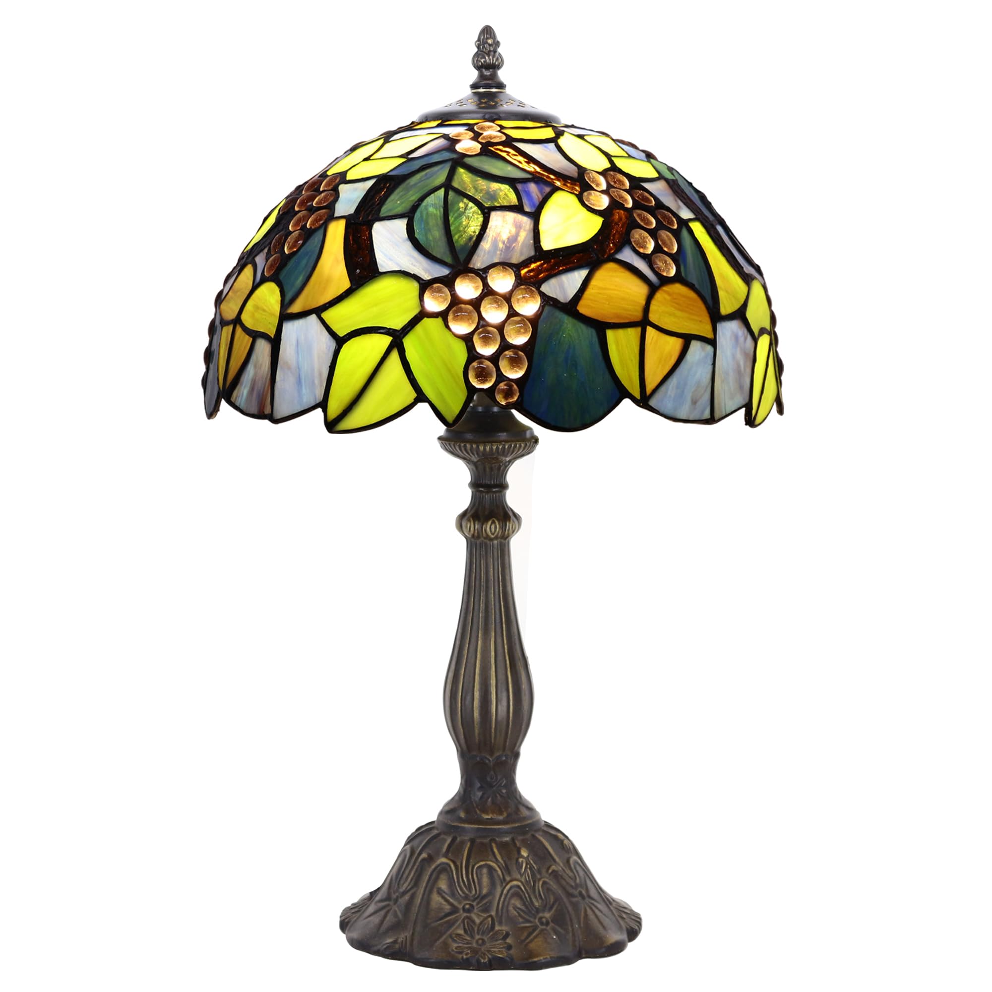 ZJART Tiffany Table Lamp Stained Glass Lamp 12X12X19 Inch Amber Grape